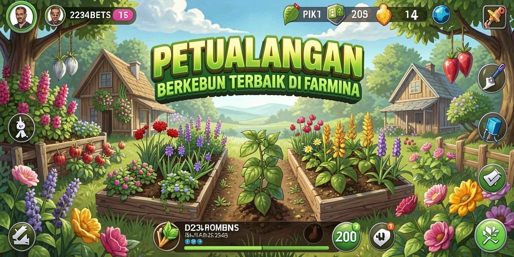 Tangkapan layar game 1234BETS menampilkan petualangan berkebun yang seru.