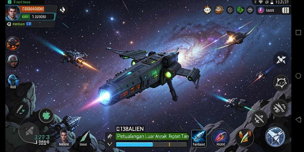 Tampilan gameplay yang menakjubkan di luar angkasa.