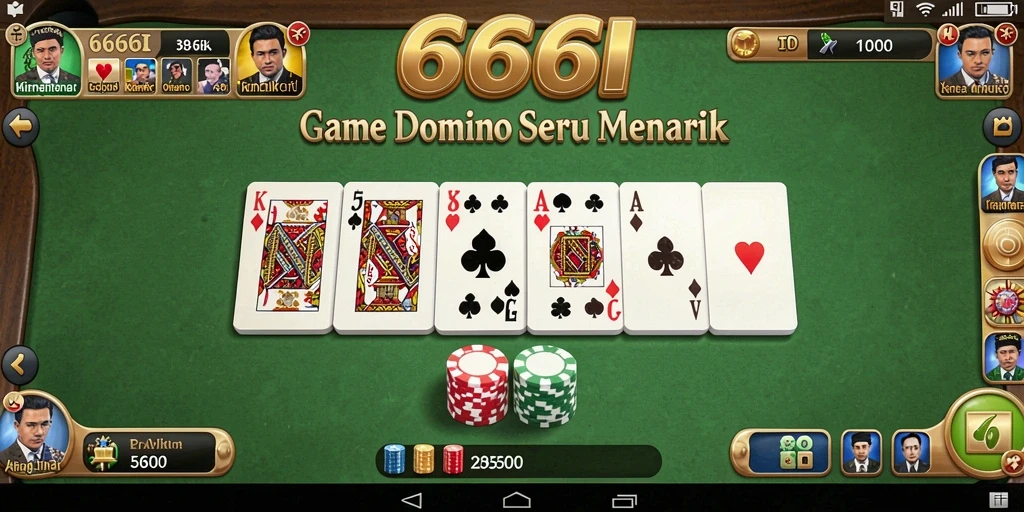 Screenshot gameplay dari 666I dengan tampilan kartu Domino yang menarik.