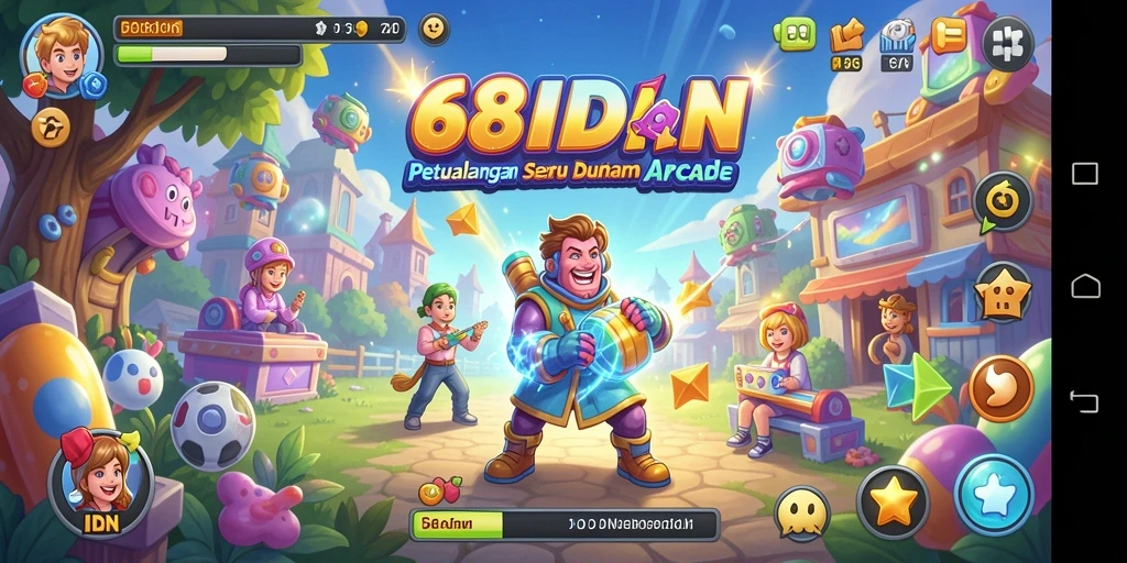 Screenshot gameplay 68IDN menunjukkan karakter beraksi di level penuh warna.