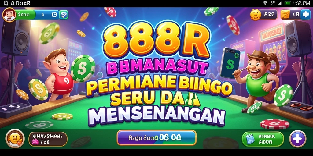 Tampilan gameplay seru dalam 888R yang menampilkan momen kemenangan Bingo.