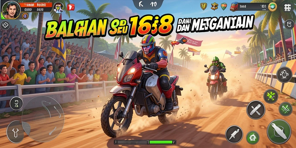 Tampilan gameplay menegangkan dalam balapan yang seru dan kompetitif.