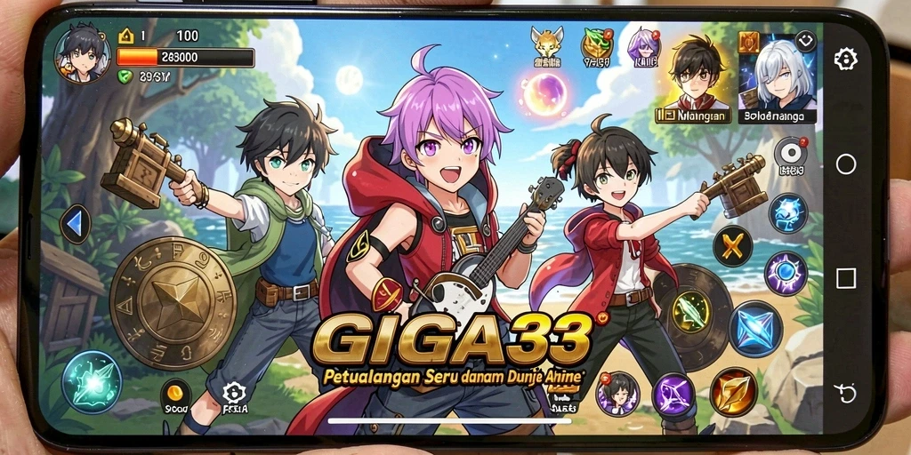 Tampilan gameplay seru dalam dunia anime yang memukau.