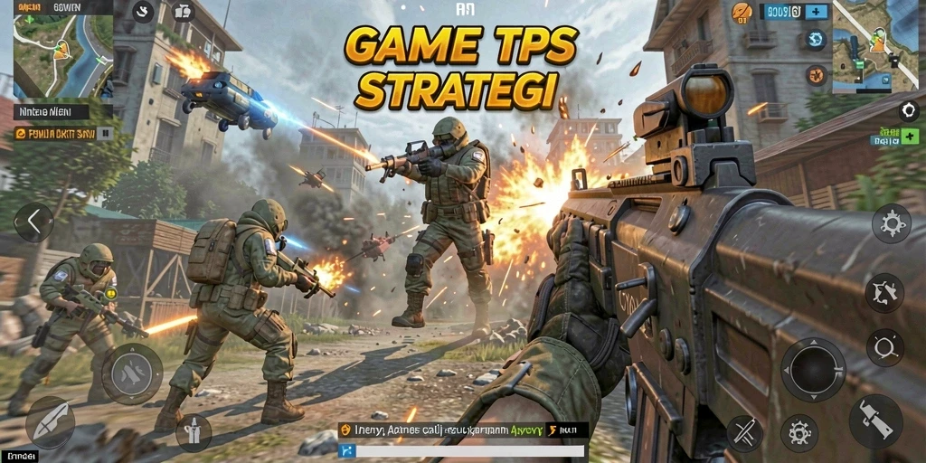Tampilan screenshot GOWIN yang menunjukkan gameplay TPS yang intens.