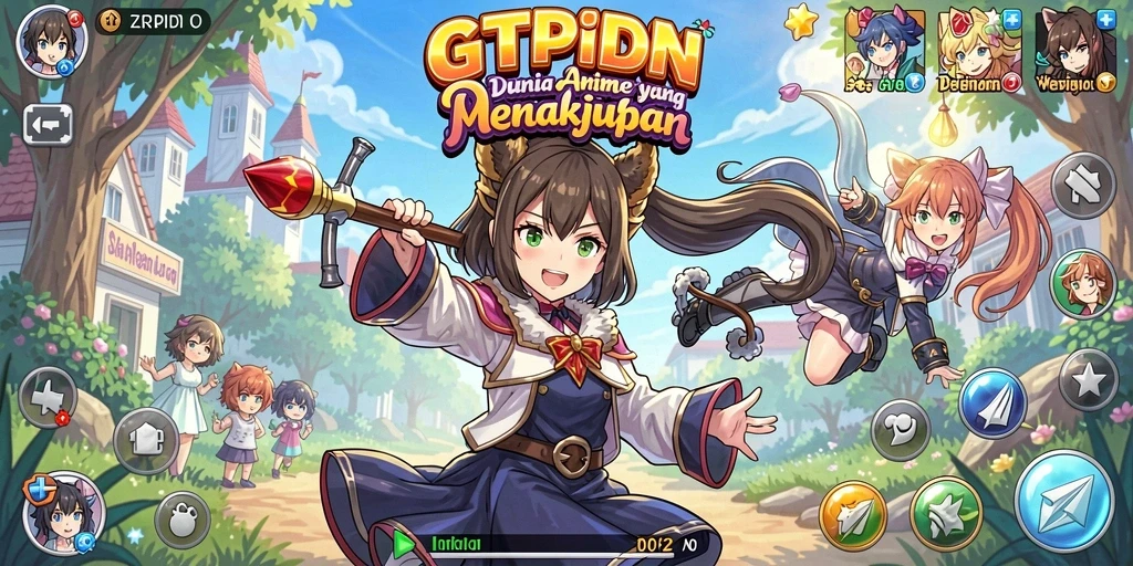 Tangkapan layar GTPIDN menampilkan karakter anime yang beraksi dalam gameplay yang seru.