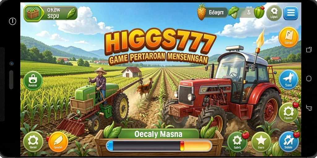 Screenshot HIGGS777 menampilkan kebun indah yang penuh tanaman.