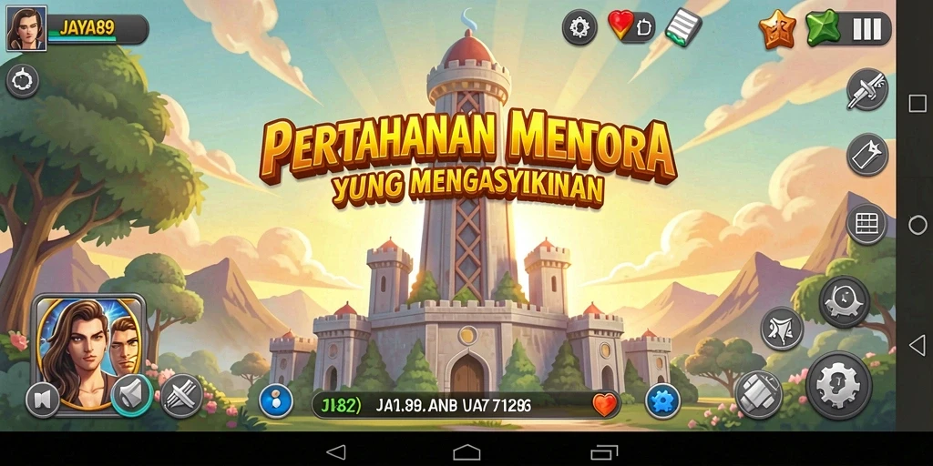 Menara pertahanan siap menghadapi gelombang musuh dalam JAYA89.