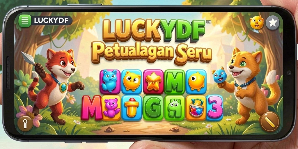 Tampilan gameplay seru dan penuh warna dalam LUCKYDF.