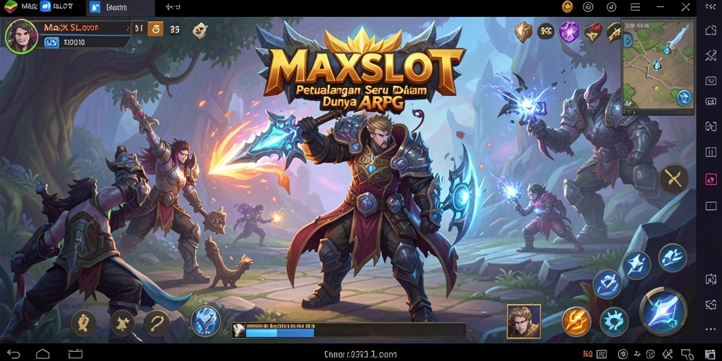 Screen gameplay <strong>MAXSLOT</strong> menunjukkan pertarungan epik dan grafis yang menakjubkan.