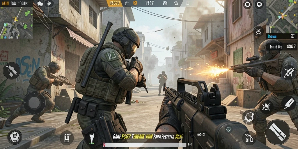 Tampilan gameplay PSG77 dengan aksi tembak-menembak yang intens.