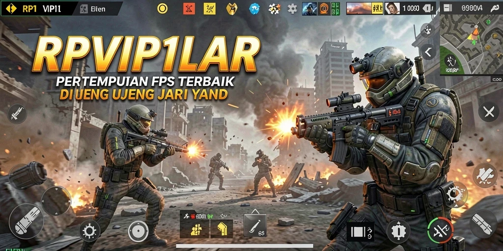 Screenshot RPVIP1 menampilkan aksi tembak-menembak yang intens.