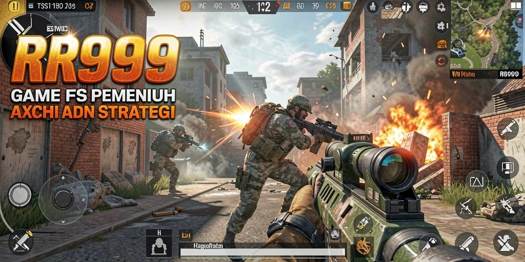 Screenshot gameplay RR999 dengan aksi tembak-menembak yang mendebarkan.