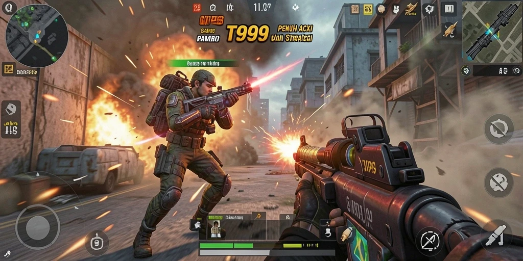 Tampilan gameplay T9999 yang mendebarkan dan penuh aksi.