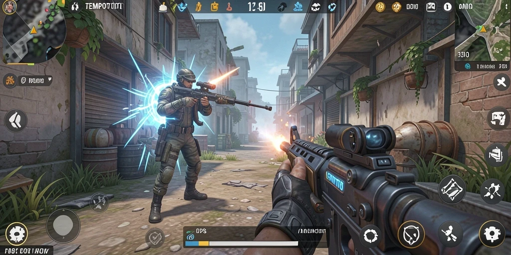 Screenshot gameplay TEMPOTOTO yang menunjukkan aksi seru di medan perang.
