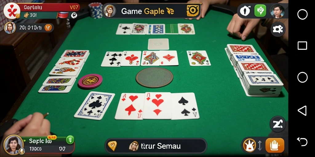 Screenshot gameplay Gaple V07 menunjukkan keseruan bermain bersama teman.