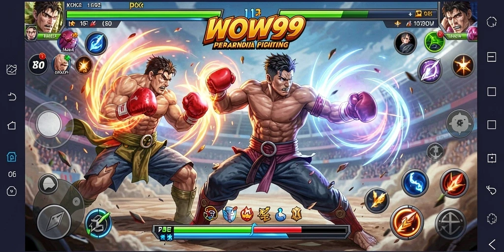 Gameplay WOW99 menampilkan pertarungan seru antara karakter-karakter unik.